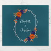 秋素朴オレンジネイビーブルーフローラ結婚ズ ビールラベル (シングルラベル)