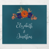 秋素朴オレンジネイビーブルーフローラ結婚ズ ビールラベル (シングルラベル)