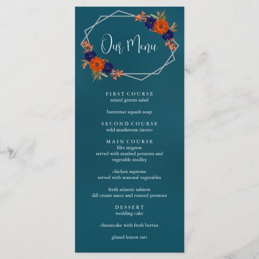 秋素朴オレンジネイビーブルーフローラ結婚ズ メニュー (正面)