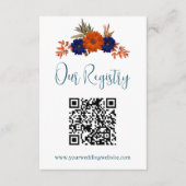 秋素朴オレンジブルーフローラ結婚ズレジストリ エンクロージャーカード (正面)