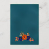 秋素朴オレンジブルーフローラ結婚ズレジストリ エンクロージャーカード (裏面)