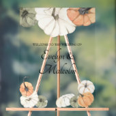 秋素朴オータムホワイトオレンジカボチャ結婚ンス アクリルサイン (ニュートラル)