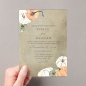 秋素朴オータムホワイトオレンジカボチャ結婚ンス アクリル招待状 (インサイチュ (ポータブル))