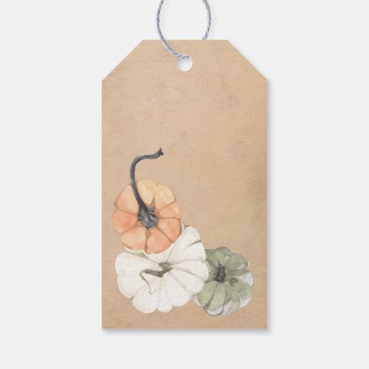 秋素朴オータムホワイトオレンジカボチャ結婚ンス ギフトタグ (裏面)