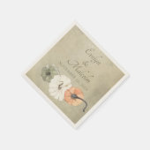 秋素朴オータムホワイトオレンジカボチャ結婚ンス スタンダードカクテルナプキン (角)