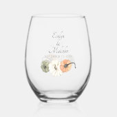 秋素朴オータムホワイトオレンジカボチャ結婚ンス ステムなしワイングラス (正面)