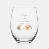 秋素朴オータムホワイトオレンジカボチャ結婚ンス ステムなしワイングラス (裏面)