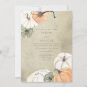 秋素朴オータムホワイトオレンジカボチャ結婚ンス 招待状 (正面)