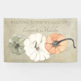 秋素朴オータムホワイトオレンジカボチャ結婚ンス 横断幕