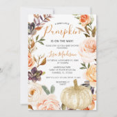 秋素朴カボチャがベイビーシャワーの途中にある 招待状 (正面)