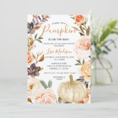 秋素朴カボチャがベイビーシャワーの途中にある 招待状 (スタンド正面)