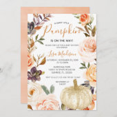 秋素朴カボチャがベイビーシャワーの途中にある 招待状 (正面/裏面)