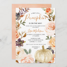 秋素朴カボチャがベイビーシャワーの途中にある 招待状