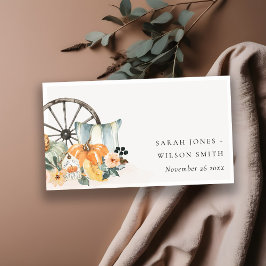 秋素朴カボチャのリーフィフローラの結婚ウェブサイト エンクロージャーカード