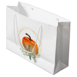 秋素朴カボチャの水彩 ラージペーパーバッグ