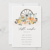 秋素朴カボチャの葉付き座席表カード サンキューカード (正面)