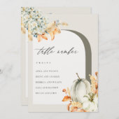 秋素朴カボチャの葉付き座席表カード サンキューカード (正面/裏面)