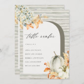 秋素朴カボチャの葉付き座席表カード サンキューカード (正面/裏面)