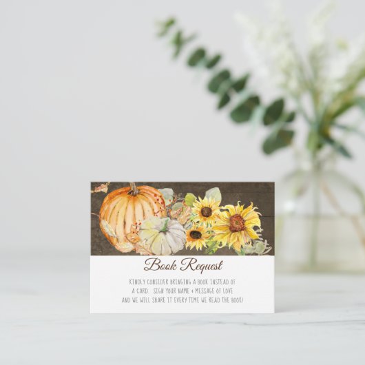 秋素朴カボチャひまわり木のブックリクエスト エンクロージャーカード (スタンド正面)