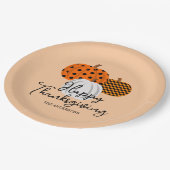 秋素朴カボチャカスタムンHAPPY THANKSGIVING ペーパープレート (アングル)