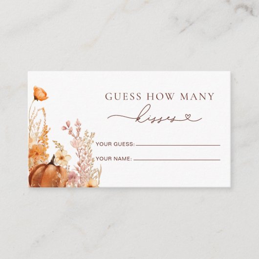 秋素朴カボチャ何個のキスブライダルゲーム エンクロージャーカード (正面)