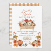 秋素朴カボチャ地元で育った赤ちゃんシャワー 招待状 (正面/裏面)