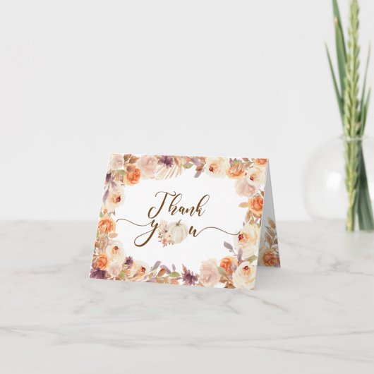 秋素朴カボチャ誕生日折り畳みカード サンキューカード (正面)