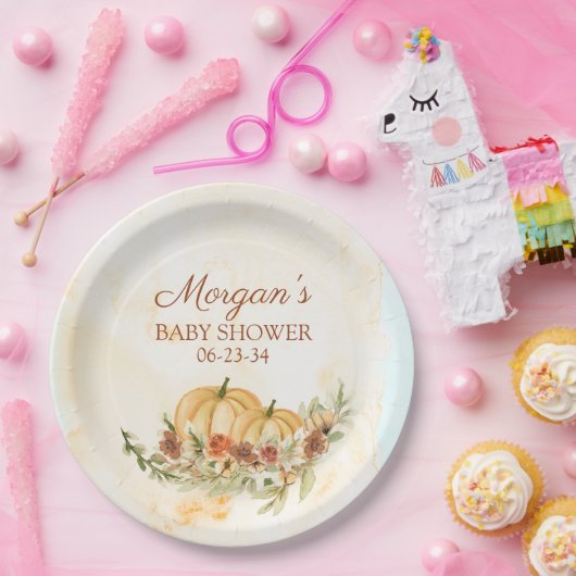 秋素朴カボチャ赤ちゃんシャワー ペーパープレート (パーティー)