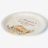 秋素朴カボチャ赤ちゃんシャワー ペーパープレート (アングル)