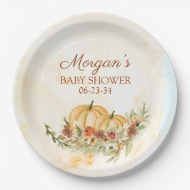 秋素朴カボチャ赤ちゃんシャワー ペーパープレート