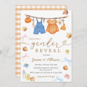 秋素朴カボチャ赤ちゃん服ジェンダーの明け方 招待状 (正面/裏面)