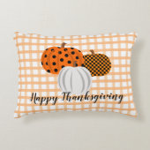 秋素朴カボンプキンハッピーサンクスギビングプレイド アクセントクッション (正面)