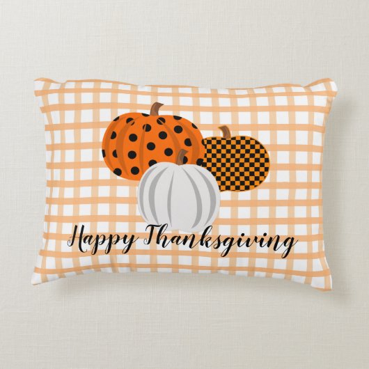 秋素朴カボンプキンハッピーサンクスギビングプレイド アクセントクッション (裏面)