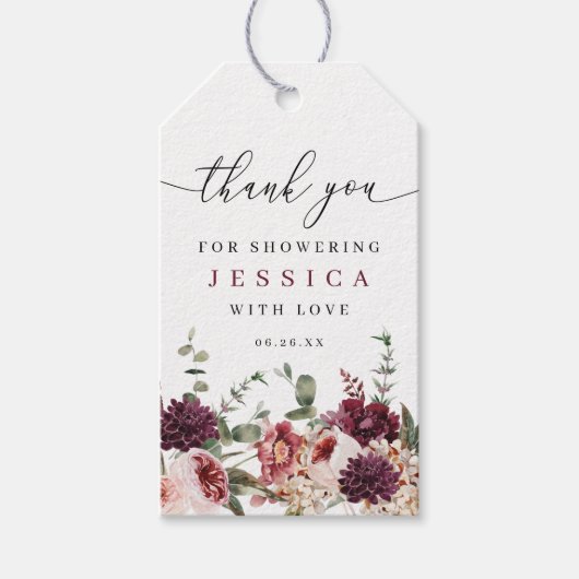 秋素朴カントリーボホブライダルシャワーの好意 ギフトタグ (正面)