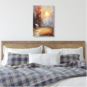 秋素朴キャビン景観秋アート キャンバスプリント (インサイチュ (寝室))