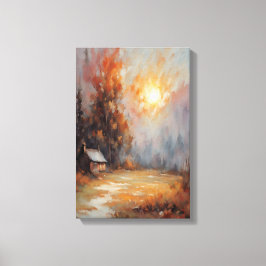 秋素朴キャビン景観秋アート キャンバスプリント