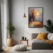 秋素朴キャビン景観秋アート ポスター