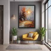 秋素朴キャビン景観秋アート ポスター