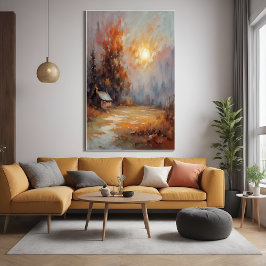 秋素朴キャビン景観秋アート ポスター