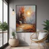 秋素朴キャビン景観秋アート ポスター