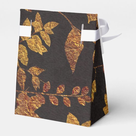 秋素朴ゴールデン葉エレガント秋の結婚式 フェイバーボックス (裏面サイド)