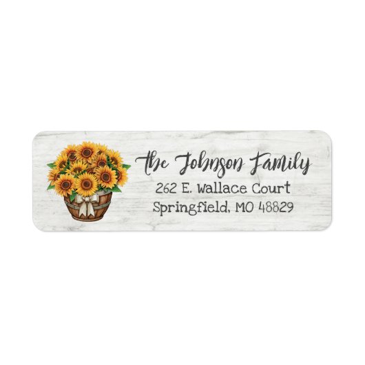 秋素朴サンフラワーズ感謝祭差出人住所 ラベル (正面)