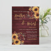 秋素朴サンフラワーブルゴーニュ結婚式招待状 招待状 (スタンド正面)
