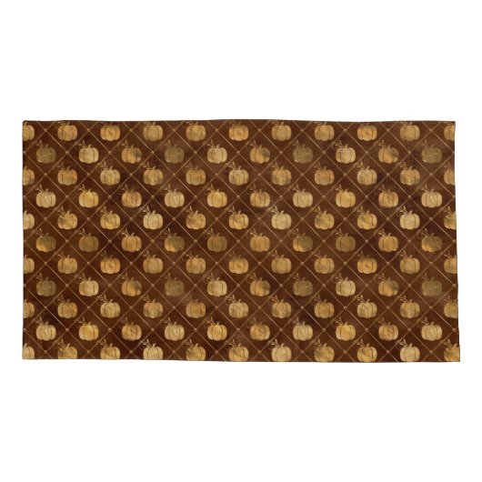 秋素朴シャビーシック金ゴールドカボチャヴィンテージ 枕カバー (裏面-左)