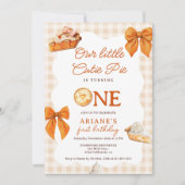 秋素朴スウィートかわいこちゃんパイ1st誕生日フォト 招待状 (正面)