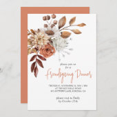 秋素朴テラコッタビスクフローラフレンドシップ 招待状 (正面/裏面)