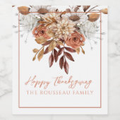 秋素朴テラコッタビスクフローラ感謝祭 ワインラベル (シングルラベル)