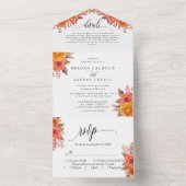 秋素朴テラコッタフローラ秋結婚の オールインワン招待状 (内側)