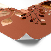 秋素朴テラコッタフローラ結婚のウェルカムサイン ポスター (角)