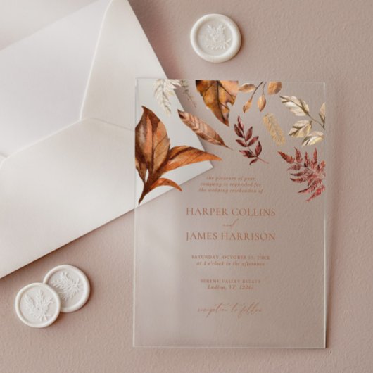 秋素朴テラコッタフローラ結婚ズ アクリル招待状